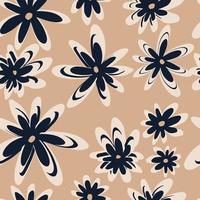 linocut flowers vector seamless pattern