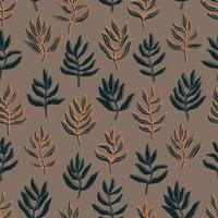 botanical abstract contour silhouette branches with leaves checkered background vector seamless pattern