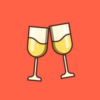 Champagne Glasses making toast vector icon isolated object