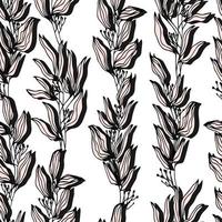 Botanical branches stems with leaves vector seamless pattern forest