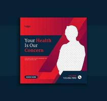 Professional healthcare or medical social media post and web banner template layout vector
