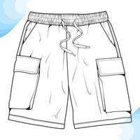 vector de dibujo de bloque de color de pantalones cortos, pantalones cortos en un estilo de boceto, plantilla de entrenadores, ilustración vectorial.