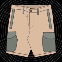 vector de dibujo de bloque de color de pantalones cortos, pantalones cortos en un estilo de boceto, plantilla de entrenadores, ilustración vectorial.