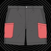 vector de dibujo de bloque de color de pantalones cortos, pantalones cortos en un estilo de boceto, plantilla de entrenadores, ilustración vectorial.