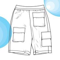 vector de dibujo de bloque de color de pantalones cortos, pantalones cortos en un estilo de boceto, plantilla de entrenadores, ilustración vectorial.