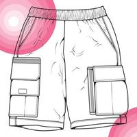 vector de dibujo de bloque de color de pantalones cortos, pantalones cortos en un estilo de boceto, plantilla de entrenadores, ilustración vectorial.