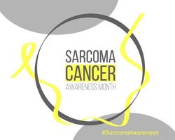 Sarcoma cancer awareness month concept. Banner template with yellow ribbon and text.  Vector illustration.