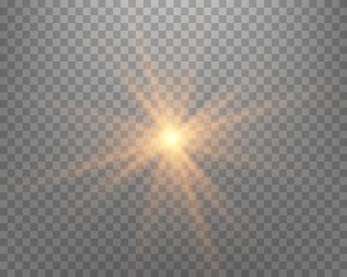 Sunlight lens flare, sun flash with rays and spotlight. Vector illustration.