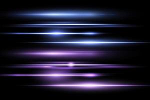 Purple and blue lens flares set.Sun flash with rays or spotlight and bokeh. Glow flare light effect. Vector illustration.