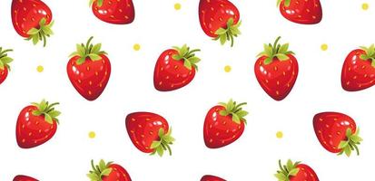 Seamless pattern with strawberries. Berry summer pattern. Cartoon vector illustration