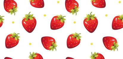 Seamless pattern with strawberries. Berry summer pattern. Cartoon vector illustration