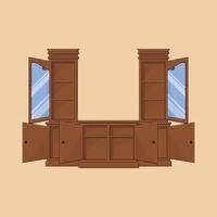 Teak wood television cabinet vector illustration