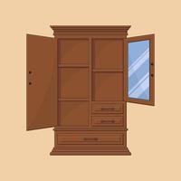 Teak wood wardrobe vector illustration
