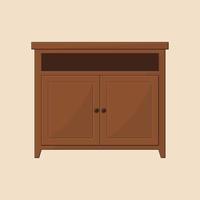 Teak wood tv table vector illustration