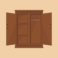 Teak wood wardrobe vector illustration