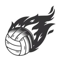 Hot volleyball fire logo silhouette. volleyball graphic design logos or icons. vector illustration.