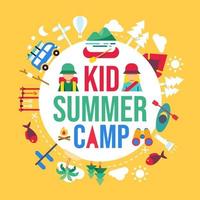 Summer camp concept paper cut, Camping and Travelling on holiday. and outdoor activity. Poster in flat style, vector illustration.