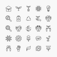 Conjunto de iconos de línea plana con logotipo ecológico. sistema ecológico energía limpia. vectores de diseño sencillo