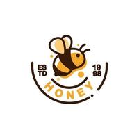 vintage logo honey bee vector template illustration