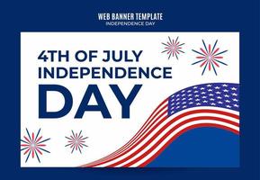 Happy 4th of July - Independence Day USA Web Banner for Social Media Poster, banner, space area and background vector