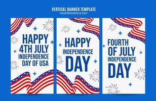 Happy 4th of July - Independence Day USA Web Banner for Social Media Vertical Poster, banner, space area and background vector