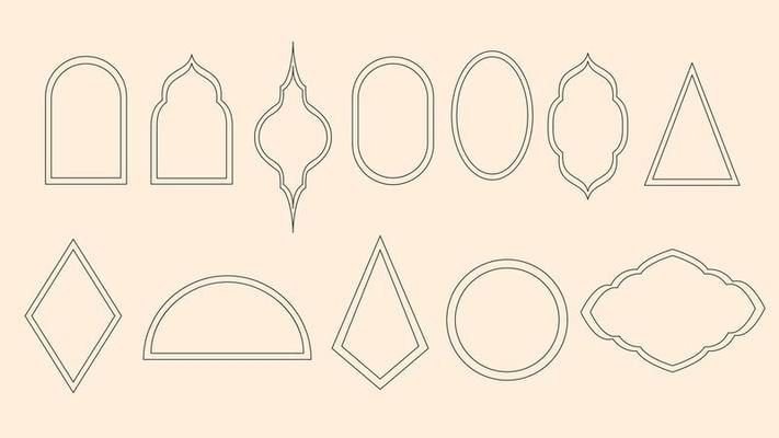 Set of vintage decorative frames. Geometric frames isolated on light background. Vector graphics.