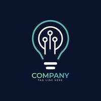 Technology Electric Bulb Logo Design With Dark Background. Free Premium Concept. vector