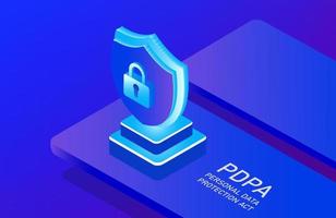 Personal data protection act or PDPA concept, Secure data management and protect data from hacker attacks and padlock icon to internet technology networking vector illustration