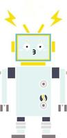 flat color retro cartoon robot vector