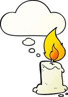 cartoon candle and thought bubble in smooth gradient style vector