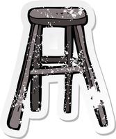 retro distressed sticker of a cartoon wooden stool vector