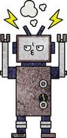 retro grunge texture cartoon robot vector