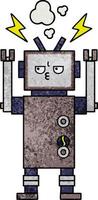 retro grunge texture cartoon robot vector