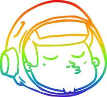 rainbow gradient line drawing cartoon astronaut face vector