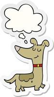 cartoon dog and thought bubble as a printed sticker vector