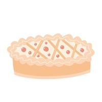 Pie with red berries. Vector hand drawn illustration.