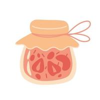 Jam jar with strawberries. Vector hand drawn illustration.