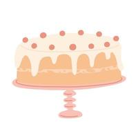 Cake on cake stand. Vector hand draw illustration.