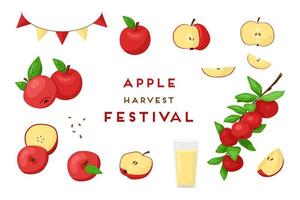 Apple harvest festival set elements clipart