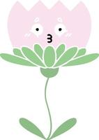 flat color retro cartoon flower vector