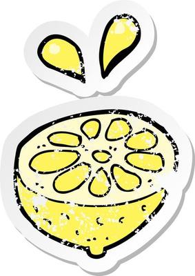 retro distressed sticker of a cartoon fresh lemon