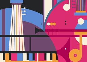 Abstract banner with different music instruments. vector