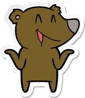 pegatina de una caricatura de oso riendo vector