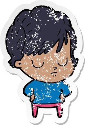 distressed sticker of a cartoon woman