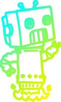 cold gradient line drawing cartoon robot vector