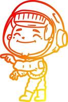 dibujo lineal de gradiente cálido feliz astronauta de dibujos animados vector