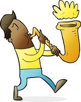 cartoon man blowing saxophone vector