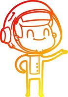 warm gradient line drawing happy cartoon astronaut vector