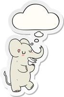 cartoon elephant and thought bubble as a printed sticker vector