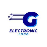 letter G with electronic circuit decoration initial vector logo design element